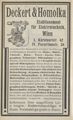 Werbeeinschaltung der Firma Deckert und Homolka um 1900