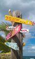 Wegweiser nach Nußdorf am Attersee auf Cayman Brac (Cayman Islands)