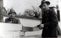 Zimmerleute beim Abbund 1951.jpg